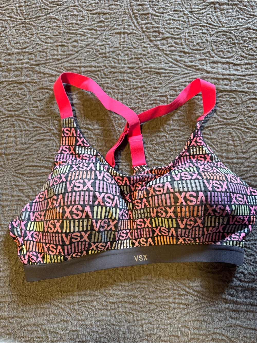 VSX Neon Pink Multi Logo Racerback Sports Bra